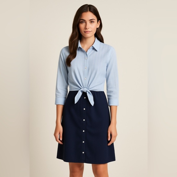 Tahari Striped Shirt Dress (Size 6) - Picture 1 of 7